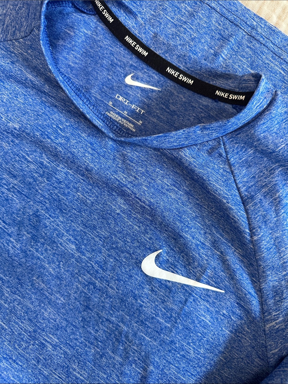 Nike Blue Heather Dri-FIT Short Sleeve Tee with White Swoosh